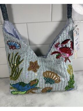 NEW RELEASE Viral Under The Sea made In India Blue Beaded Handbag NWT RARE